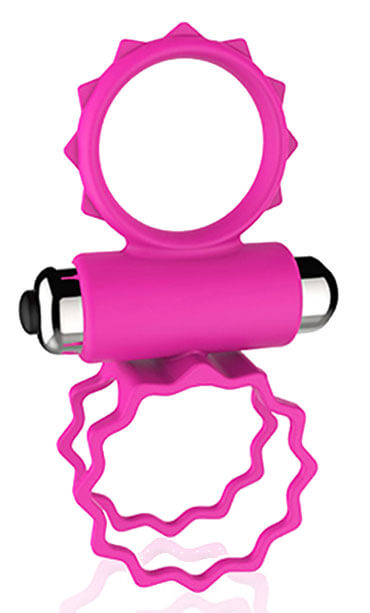 Anel Peniano Duplo com Vibração Única - Bob Cock Ring - 9 x 3 cm | Cor: Rosa - 2