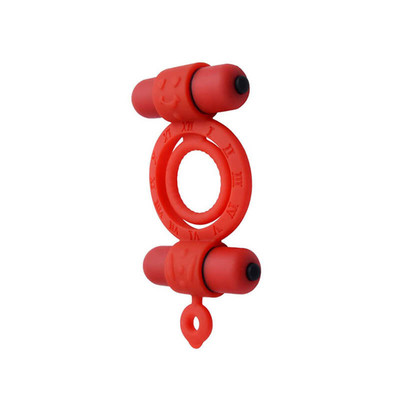 Foto 1 do produto Anel Peniano com Alça para Escroto e Cápsula Vibratória Dupla em Vibração Única | Cor: Vermelho