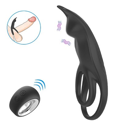 Foto 2 do produto Anel Peniano e Escrotal em Silicone com Estimulador, 12 Modos Vibrações e Controle Remoto Sem Fio - Hoody | 12,8 x 3,7 cm