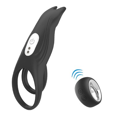 Foto 1 do produto Anel Peniano e Escrotal em Silicone com Estimulador, 12 Modos Vibrações e Controle Remoto Sem Fio - Hoody | 12,8 x 3,7 cm