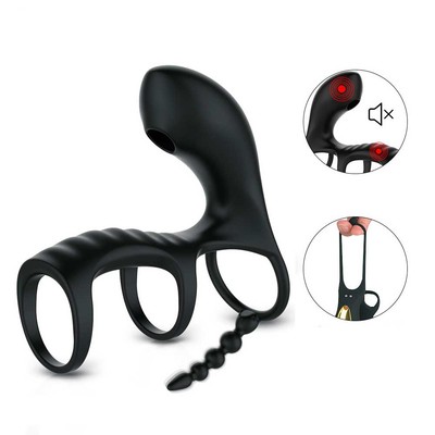 Foto 3 do produto Anel Peniano e Escroto com Estimulador de Clitóris, Mini Massageador Anal, 5 Modos de Vibração e Controle Remoto Sem Fio - Vip Mix