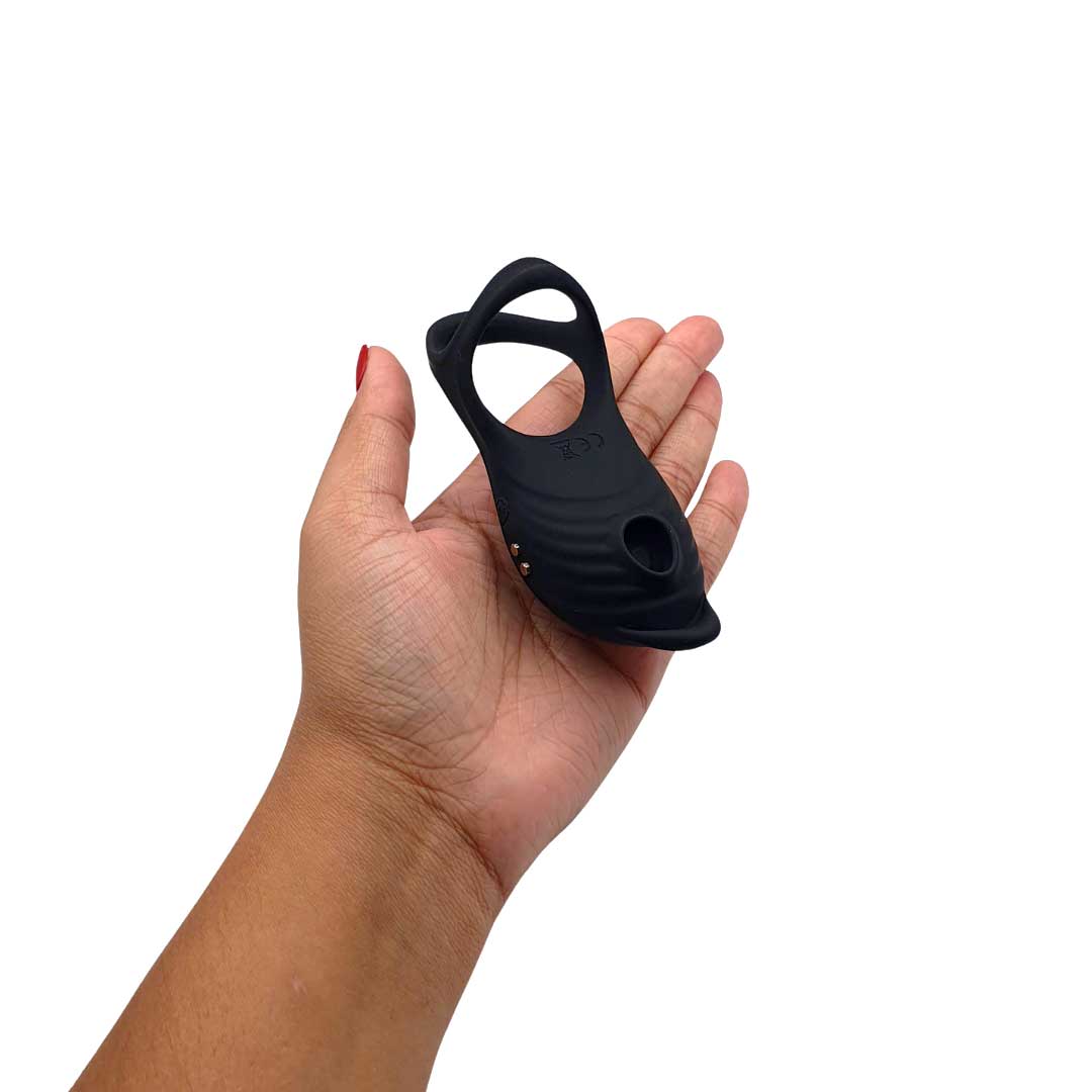 Anel Peniano e Escroto, Recarregável com Estimulador de Clitóris e Controle Remoto Sem Fio - Vip Mix | 12,1 x 4,7 cm - 4