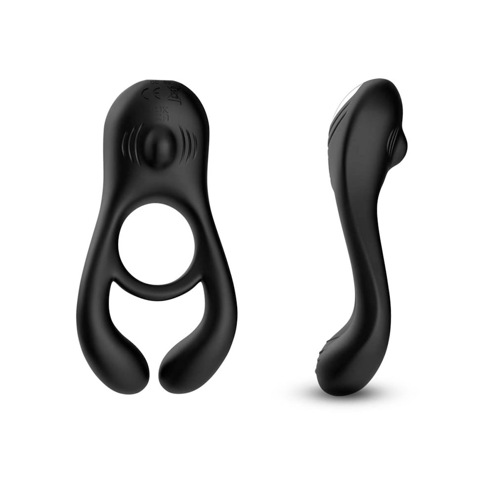 Anel Peniano com Estimulador de Clitóris, Próstata e Escroto em Silicone Flexível, 9 Modos de Vibração e Recarregável - Cock Ring | 3,1 cm - 3