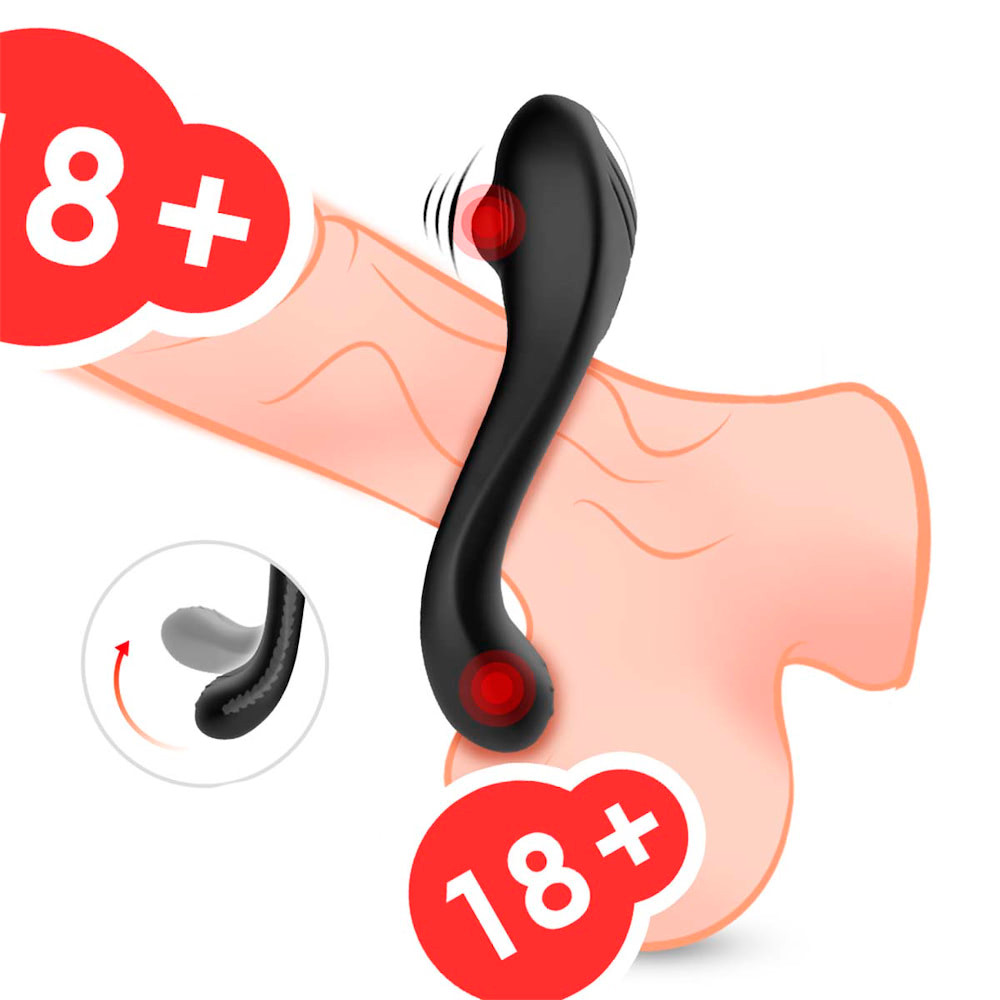 Anel Peniano com Estimulador de Clitóris, Próstata e Escroto em Silicone Flexível, 9 Modos de Vibração e Recarregável - Cock Ring | 3,1 cm - 5