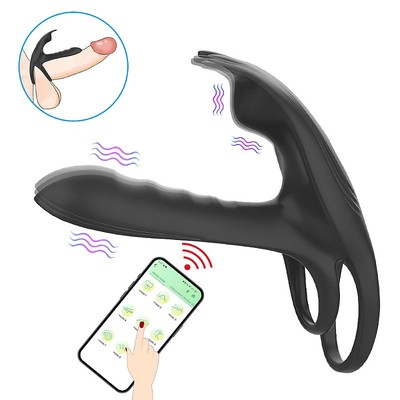Foto 1 do produto Anel Peniano com Extensor, Alça para Escroto, Estimulador Clitoriano em Silicone, 12 Modos Vibrações e App Interativo - SI Alex