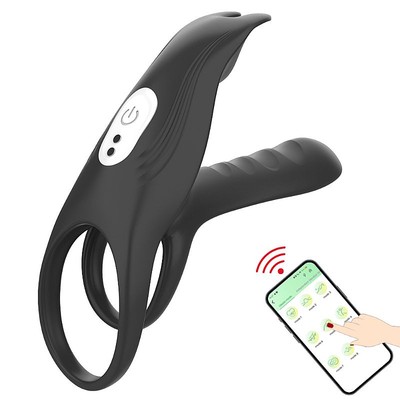 Foto 2 do produto Anel Peniano com Extensor, Alça para Escroto, Estimulador Clitoriano em Silicone, 12 Modos Vibrações e App Interativo - SI Alex