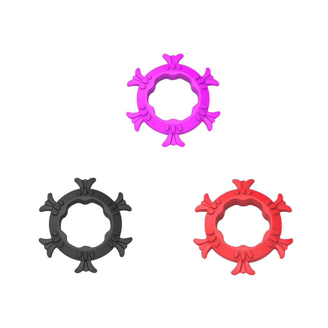 Anel Peniano Massageador em Silicone - 1 Unidade | Cores e Formatos Sortidos - 1