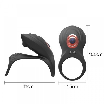 Foto 4 do produto Anel Peniano Recarregável com Estimulador de Clitóris e 10 Modos de Vibração - Locked Ring