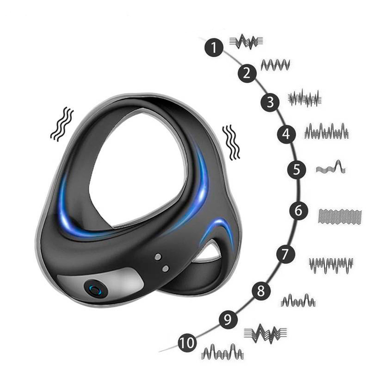 Anel Peniano Recarregável em Silicone com 10 Modos de Vibrações - Pleasuare Dreams - 7