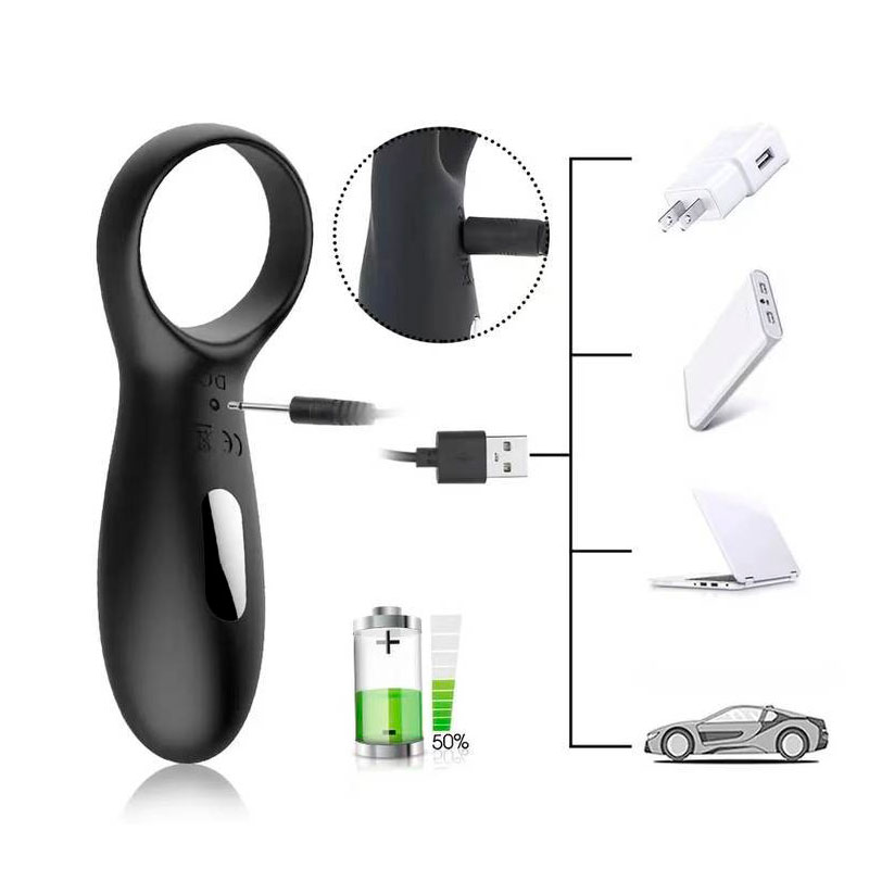 Anel Peniano Recarregável em Silicone Aveludado com 10 Modos de Vibrações - Pleasure Dreams | 10,5 x 4 cm - 4