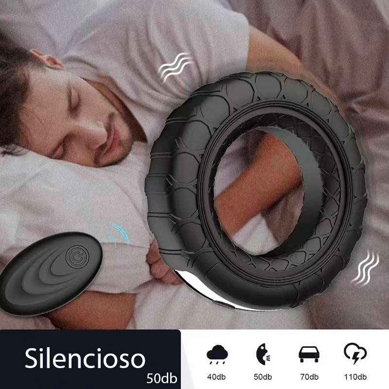 Anel Peniano Recarregável em Silicone no Formato de Pneu, com 10 Vibrações e Controle Remoto - Pleasure Dreams | 7,5 x 2 cm - 4