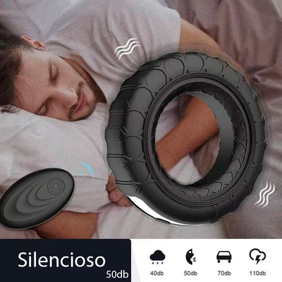 Foto 4 do produto Anel Peniano Recarregável em Silicone no Formato de Pneu, com 10 Vibrações e Controle Remoto - Pleasure Dreams | 7,5 x 2 cm