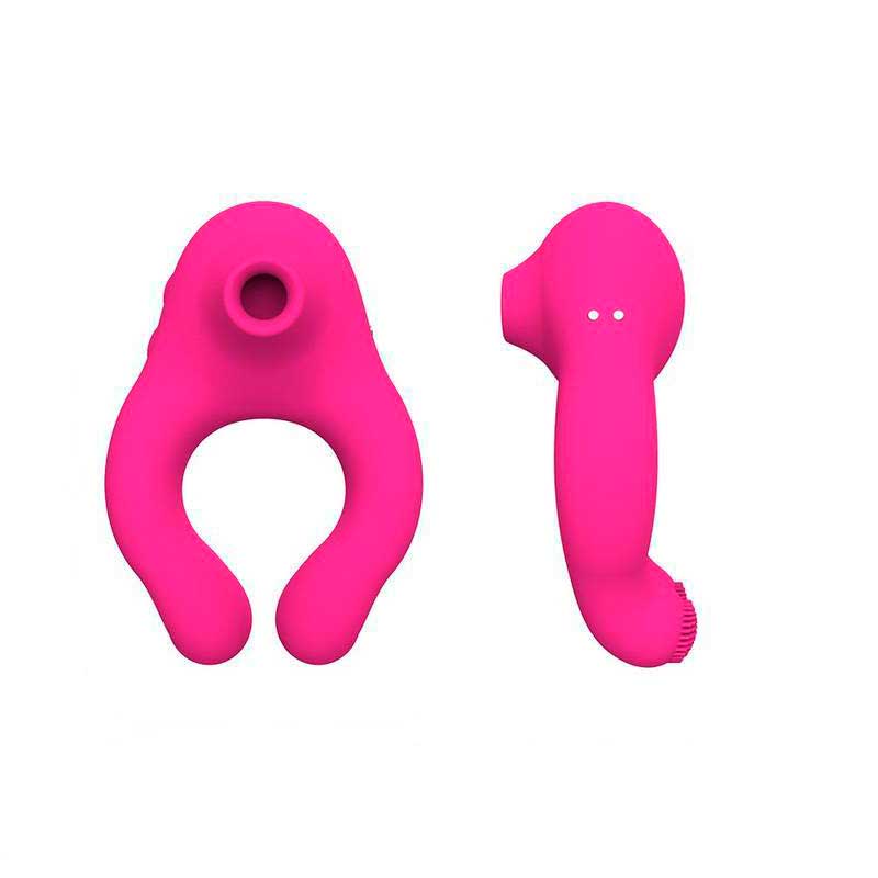 Anel Peniano Recarregável em Silicone com Sugador de Clitóris, 7 Modos de Vibração e 12 Ondas de Pressão - Suction Ring | 3,5 cm - 3