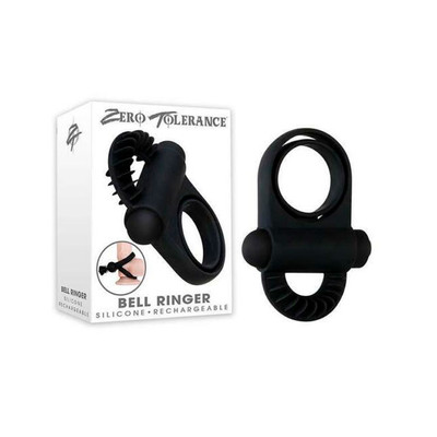 Anel Peniano em Silicone com Alça Flexível, Cápsula Vibratória, 9 Modos de Vibração e Carregamento Via Cabo USB - Zero Tolerance Bell Ringer