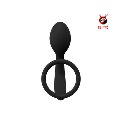 Foto 4 do produto Anel Peniano em Silicone Aveludado com Estimulador de Plug Anal e Ponta Estimuladora de Próstata - NV TOYS | 8,1 x 2,9 cm