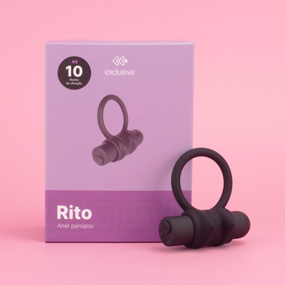 Anel Peniano com Relevos em Silicone e Bullet com 10 Modos de Vibração, Recarregável - Exclusiva Rito