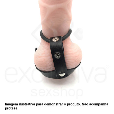 Anel Peniano em Silicone e Couro Sintético para Retração Testicular