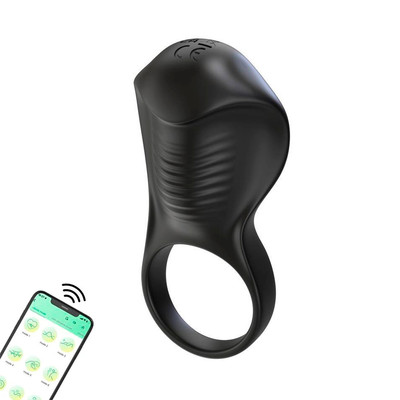 Anel Peniano em Silicone com Estimulador de Clitóris, 9 Modos de Vibração, Controle Via Aplicativo e Recarregável - Delay Ring