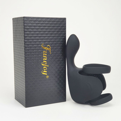 Foto 1 do produto Anel Peniano em Silicone com Massageador de Períneo, 10 Modos de Vibração e Carregamento Via Cabo USB - Funejoy | 12,5 x 3,8 cm