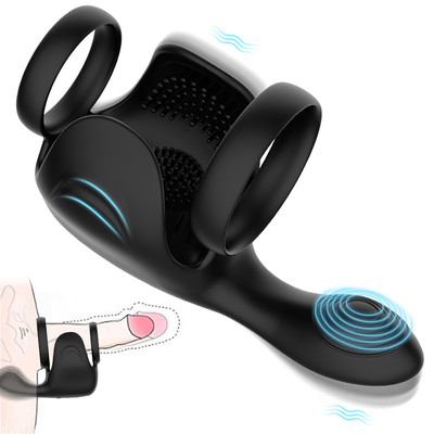 Foto 2 do produto Anel Peniano em Silicone com Massageador de Períneo, 10 Modos de Vibração e Carregamento Via Cabo USB - Funejoy | 12,5 x 3,8 cm