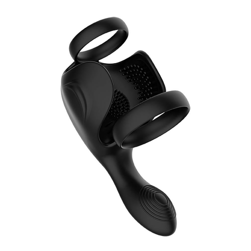 Anel Peniano em Silicone com Massageador de Períneo, 10 Modos de Vibração e Carregamento Via Cabo USB - Funejoy | 12,5 x 3,8 cm - 3