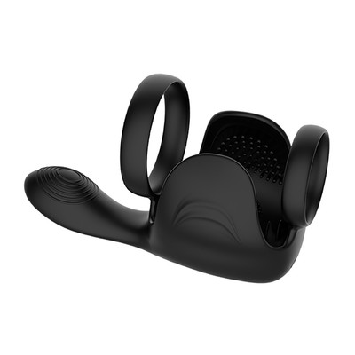Foto 8 do produto Anel Peniano em Silicone com Massageador de Períneo, 10 Modos de Vibração e Carregamento Via Cabo USB - Funejoy | 12,5 x 3,8 cm
