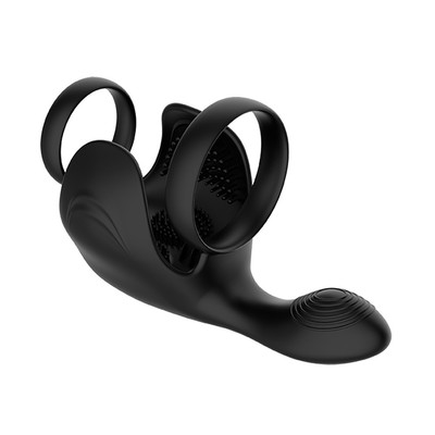 Foto 9 do produto Anel Peniano em Silicone com Massageador de Períneo, 10 Modos de Vibração e Carregamento Via Cabo USB - Funejoy | 12,5 x 3,8 cm