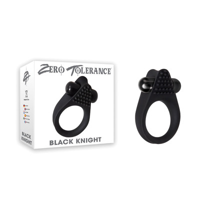 Foto 1 do produto Anel Peniano em Silicone com Cápsula Vibratória de Vibração Única e Cerdas Massageadoras - Zero Tolerance Black Knight | 5,9 x 3,8 cm
