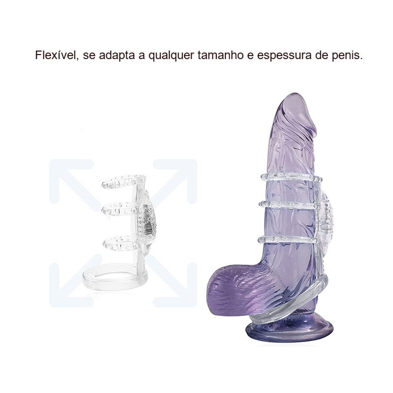 Anel Peniano Triplo com Encaixe para Escroto, Vibração Única e Cerdas Estimuladoras - G.I Jack | 8 x 4,6 cm - 3