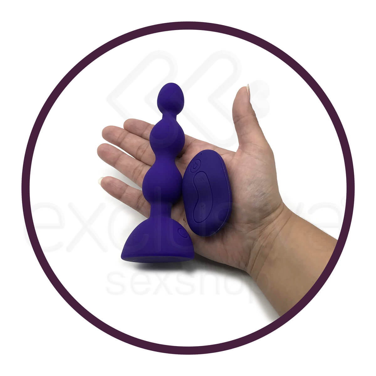 Aphrodisia Anal Beads-S - Plug Anal Escalonado com 10 Níveis de Vibração e Controle sem Fio | Cor: Roxo - 3