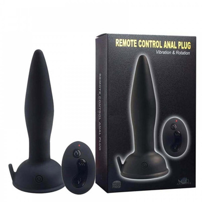 Foto 1 do produto Aphrodisia Anal Plug - Plug Anal Recarregável em Silicone com Ventosa, Controle Remoto Sem Fio e 5 Modos de Vibrações e Rotações, Possui Modo Turbo - 18 x 3,6 cm