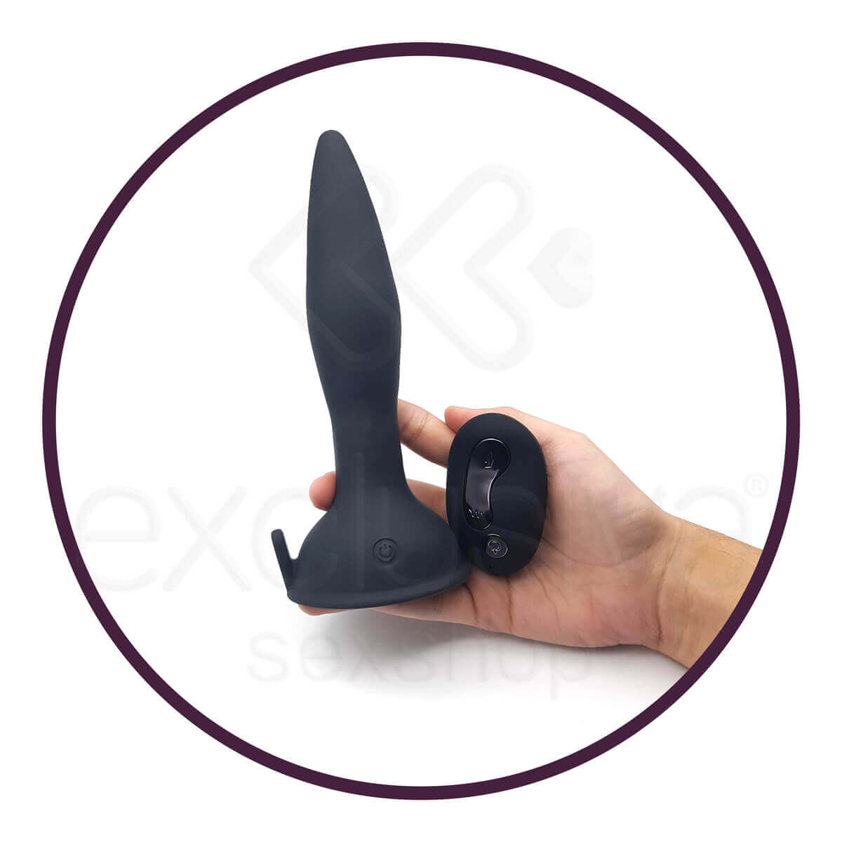 Aphrodisia Anal Plug - Plug Anal Recarregável em Silicone com Ventosa, Controle Remoto Sem Fio e 5 Modos de Vibrações e Rotações, Possui Modo Turbo - 18 x 3,6 cm - 4