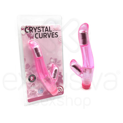 Foto 1 do produto Aphrodisia Crystal Curves - Vibrador Estimulador de Ponto G e Clítoris em Jelly com Vibração Multivelocidade - 12,5 x 3 cm | Cor: Rosa
