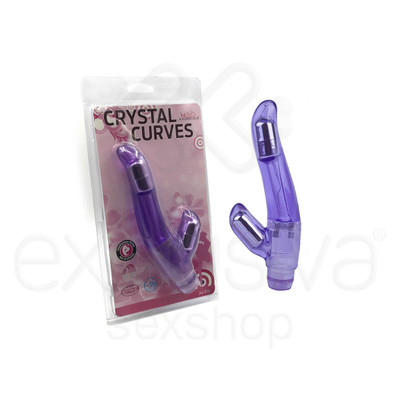 Foto 1 do produto Aphrodisia Crystal Curves - Vibrador Estimulador de Ponto G e Clítoris em Jelly com Vibração Multivelocidade - 12,5 x 3 cm | Cor: Roxo