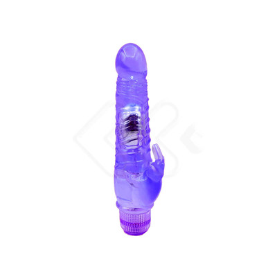 Foto 2 do produto Aphrodisia Crystal Dildo Climbing - Vibrador de Ponto G e Estimulador de Clitóris em Forma de Coelho com Vibração Multivelocidade - 13,4 x 3,6 cm | Cor: Roxo