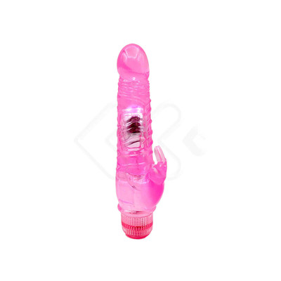 Foto 2 do produto Aphrodisia Crystal Dildo Climbing - Vibrador de Ponto G e Estimulador de Clitóris em Forma de Coelho com Vibração Multivelocidade - 13,4 x 3,6 cm | Cor: Pink