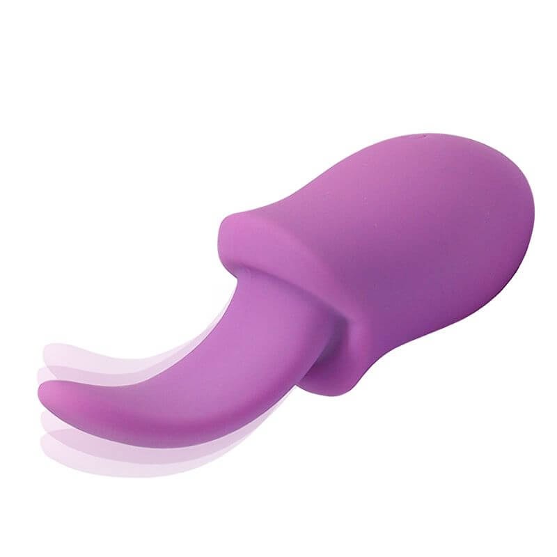 Vibrador Estimulador de Clítoris em Silicone com Forma de Língua e 10 Modos de Vibrações - Aphrodisia Pleasant Tongue - 12,3 x 3,2 cm | Roxo - 2