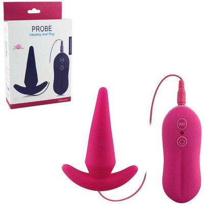 Foto 1 do produto Aphrodisia Probe - Plug Anal em Silicone com 10 Modos de Vibração e Controle Remoto com Fio | Cor: Rosa