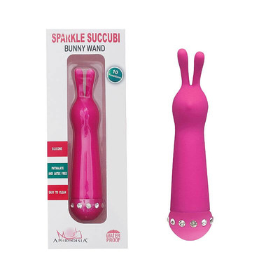 Foto 1 do produto Vibrador Estimulador de Clítoris com Formato de Coelho em Silicone - Aphrodisia Sparkle Succubi Bunny Wand - 14,8 x 3,5 cm | Cor: Pink