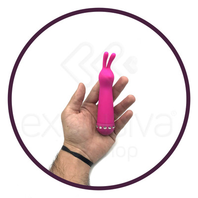 Foto 3 do produto Vibrador Estimulador de Clítoris com Formato de Coelho em Silicone - Aphrodisia Sparkle Succubi Bunny Wand - 14,8 x 3,5 cm | Cor: Pink