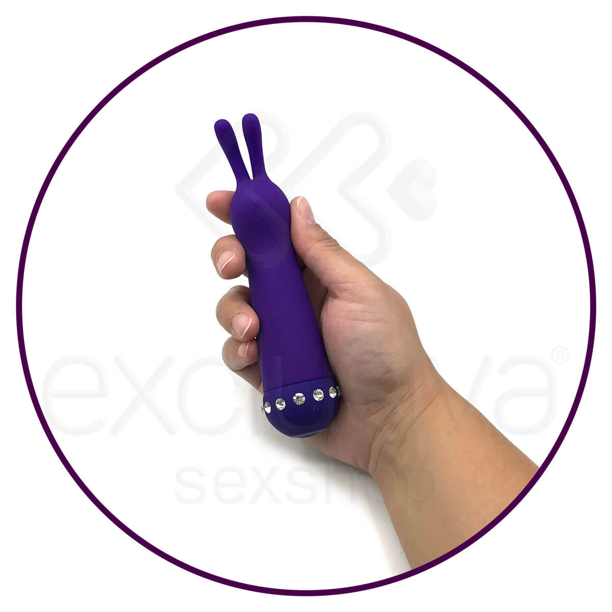 Aphrodisia Sparkle Succubi Bunny Wand - Vibrador Estimulador de Clítoris com Formato de Coelho em Silicone 14,8 x 3,5 cm | Cor: Roxo - 3