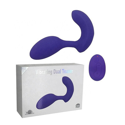 Aphrodisia Vibrating Dual Teaser - Estimulador de Próstata em Silicone com 10 Modos de Vibrações e Controle Remoto sem Fio - 14 x 4 cm | Cor: Roxo