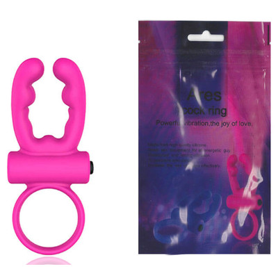 Foto 1 do produto Ares Cock Ring - Anel Peniano com Duas Hastes para Estimulação e Vibração Única - 10 x 3 cm | Cor: Rosa