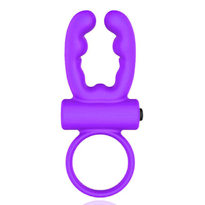 Foto 2 do produto Ares Cock Ring - Anel Peniano com Duas Hastes para Estimulação e Vibração Única - 10 x 3 cm | Cor: Roxo