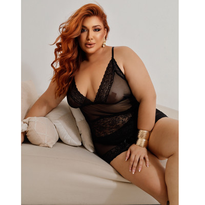 Baby Doll em Renda e Tule com Calcinha - Exclusiva Lingerie | Tamanho Plus Size