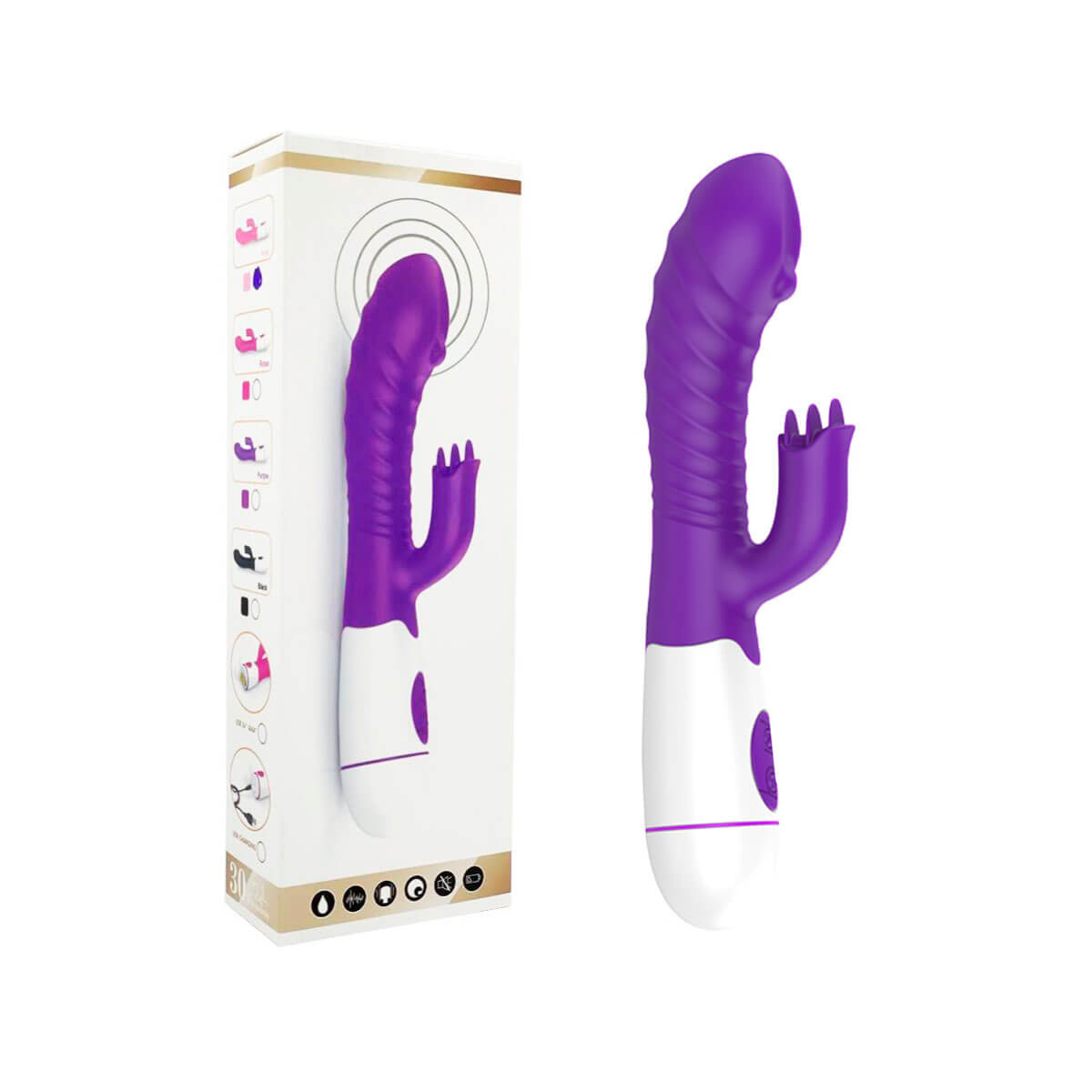 Vibrador de Ponto G com Estimulador de Clitóris e Texturas Massageadoras - Bass Vibration Vibrators | 9,5 x 3,2 cm| Disponível em 2 Cores - 1