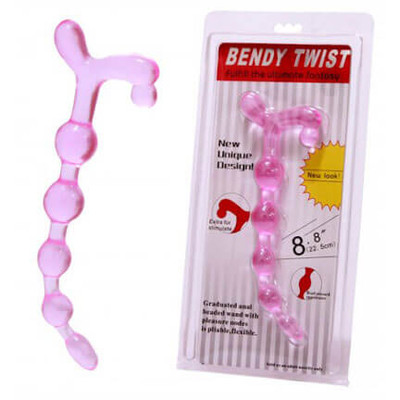 Bendy Twist II - Plug Anal em Jelly com 5 Esferas em Tamanhos Gradativos - 22 cm | Cor: Rosa