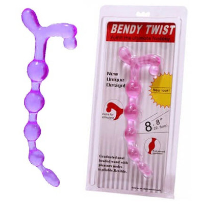 Foto 1 do produto Bendy Twist II - Plug Anal em Jelly com 5 Esferas em Tamanhos Gradativos - 22 cm | Cor: Roxo