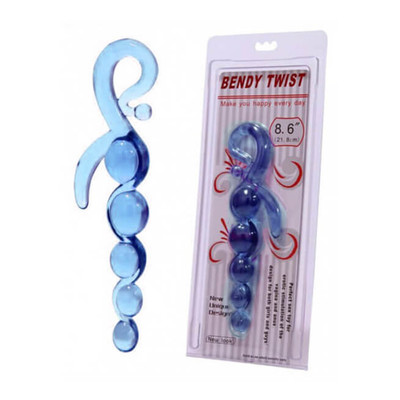 Foto 1 do produto Bendy Twist - Plug Anal em Jelly com 5 Esferas em Tamanhos Gradativaos - 22 cm | Cor: Azul
