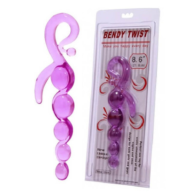 Foto 1 do produto Bendy Twist - Plug Anal em Jelly com 5 Esferas em Tamanhos Gradativos e Estimulador Lateral - 22 cm | Cor: Rosa